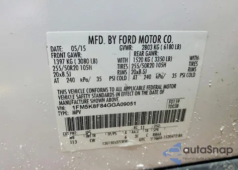 2016 Ford Explorer Limited from USA, damaged, VIN 1FM5K8F84GGA09051
